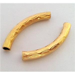 colorfast copper tube bead, gold plated, approx 4x30mm, 3mm hole
