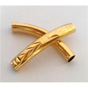colorfast copper tube bead, gold plated, approx 5-6mm, 35mm length, 3-4mm hole