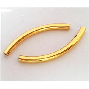 colorfast copper tube bead, gold plated, approx 5x45mm, 4mm hole