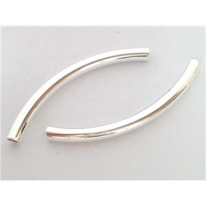 colorfast copper tube bead, silver plated, approx 5x45mm, 4mm hole