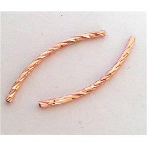 colorfast copper tube bead, red copper plated, approx 1.5x35mm