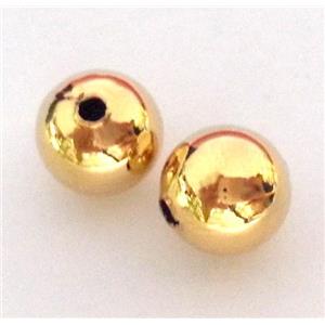 colorfast copper bead, round, gold plated, approx 10mm dia