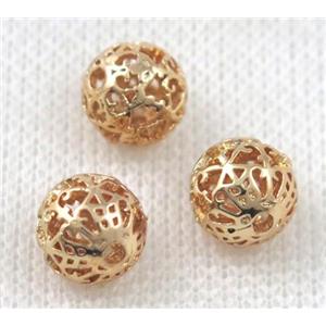 colorfast copper bead, gold plated, approx 10mm dia
