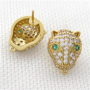 copper Studs Earrings pave zircon, gold plated, approx 13-15mm