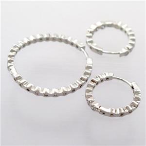 copper Hoop Earrings pave zircon, platinum plated, approx 50mm dia
