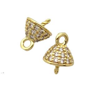 copper bail pave zircon, gold plated, approx 8mm