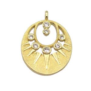 copper pendant pave zircon, gold plated, approx 15-17mm