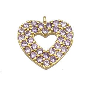 copper heart pendant pave zircon, gold plated, approx 14mm