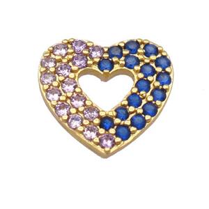 copper heart pendant pave zircon, gold plated, approx 14mm