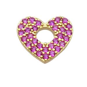 copper heart pendant pave zircon, gold plated, approx 12-13mm
