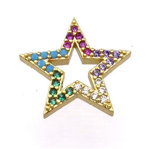 copper star pendant pave zircon, gold plated, approx 14-15mm