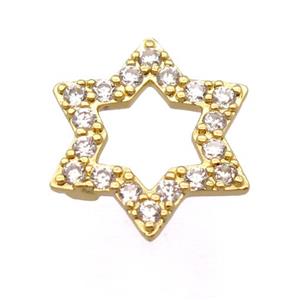 copper david star pendant pave zircon, gold plated, approx 15-16mm