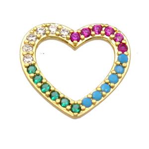 copper heart pendant pave zircon, gold plated, approx 17-18mm