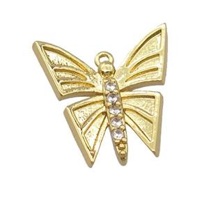 copper butterfly pendant pave zircon, gold plated, approx 16mm