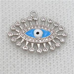 copper pendant pave zircon, evil eye, platinum plated, approx 16-22mm