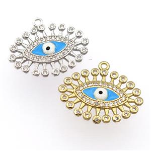 copper pendant pave zircon, evil eye, mixed, approx 16-22mm