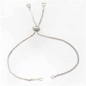 copper bracelet chain with zircon, closed orings, platinum plated, approx 12cm length, 1mm thickness