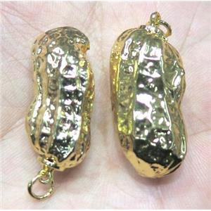 copper peanut pendant, gold plated, approx 10-30mm