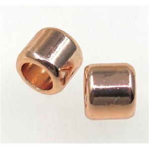 Colorfast copper tube beads, rose gold, approx 8mm, 5mm hole
