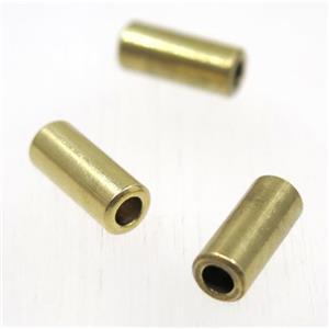 Raw brass tube beads, approx 5x12mm, 2.5mm hole