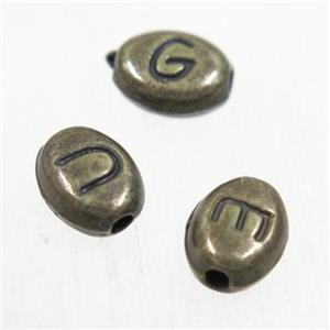 alloy letter beads, mixed, antique bronze, approx 6-7mm