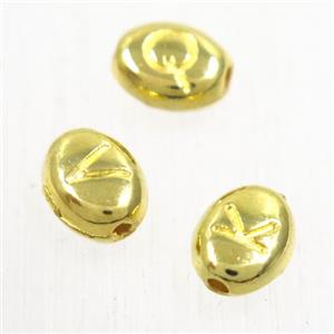 alloy letter beads, mixed, gold plated, approx 6-7mm