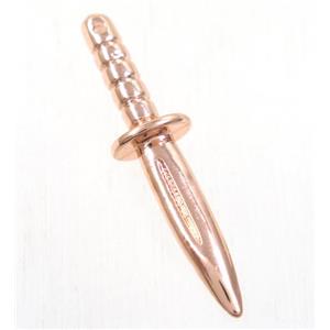 colorfast copper knife pendant, rose gold, approx 4-33mm