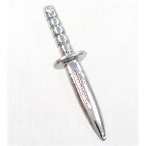 colorfast copper knife pendant, platinum plated, approx 4-33mm