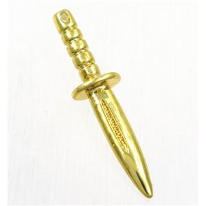 colorfast copper knife pendant, gold plated, approx 4-33mm