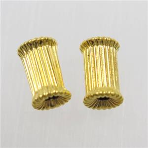 corrugated copper tube beads, gold plated, approx 6-9mm