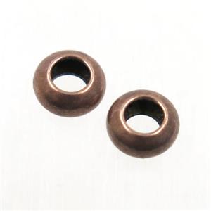 copper spacer beads, rondelle, antique red, approx 6mm, 3mm hole