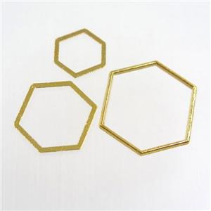 copper linker, hexagon, gold plated, approx 12-14mm