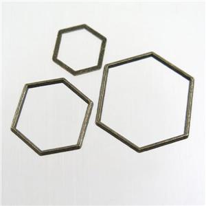 copper linker, hexagon, antique bronze, approx 12-14mm