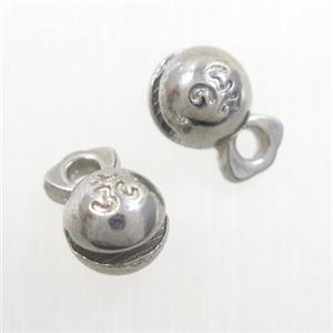 alloy bell pendant, antique silver, approx 6mm dia