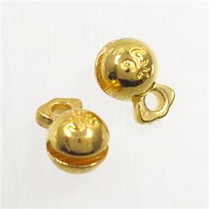 alloy bell pendant, gold plated, approx 6mm dia