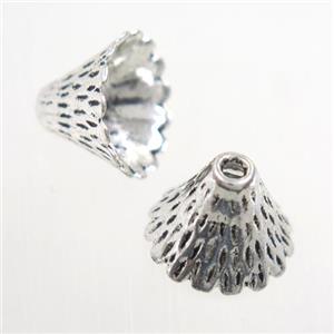 alloy beadcaps, tassel bail, antique silver, approx 9-12mm