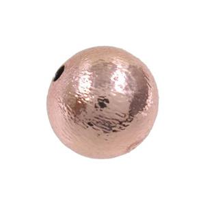 round Brushed copper beads, rose gold, approx 4mm dia
