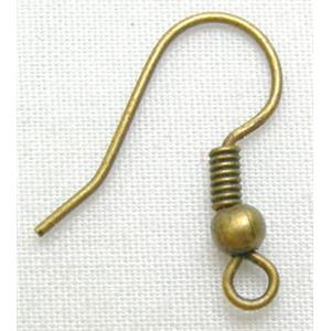 Antique Bronze Iron Earring Wire, 18mm high