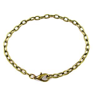 iron chain bracelet, antique bronze, nickel free, 4x7mm, 9 inch (23mm) length