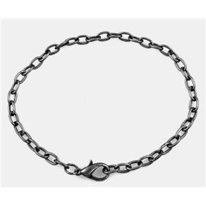 iron chain bracelet, black, 4x7mm, 9 inch(23mm) length