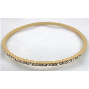 alloy bangles with rhinestone, duck-gold, 68mm dia, 2.5mm thin