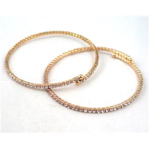 copper bangles paved rhinestone, gold plated, approx 60mm dia
