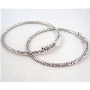 copper bangles paved rhinestone, platinum plated, approx 60mm dia