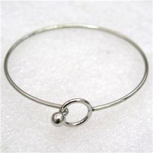 stainless steel cuff bangle, platinum plated, approx 62mm dia, 2mm thickness