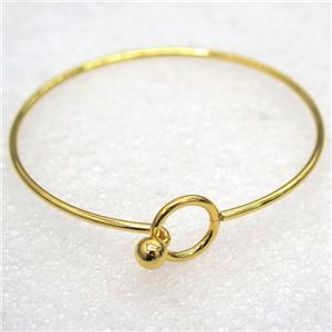 stainless steel cuff bangle, gold plated, approx 62mm dia, 2mm thickness