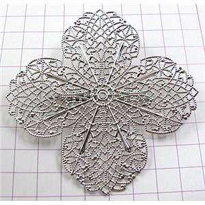 Baroque Style Brooch, Copper, Platinum Plated, 88mm dia