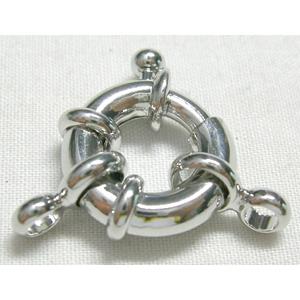 Necklace Clasp, Copper, Platinum Plated, 15.5mm diameter