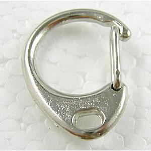 alloy Carabiner Clasp, platinum plated, 18x30mm