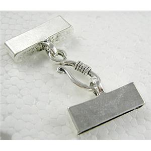 necklace connector and clasp, platinum plated, alloy, 24x44mm, hole:3x23mm
