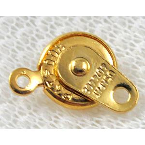 slider clasp, necklace connector, copper, gold plated, 9.5mm dia